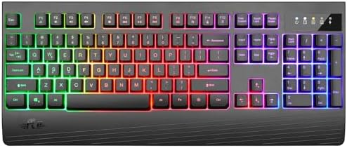Rii Wireless RGB Backlit Gaming Keyboard,2.4G Rechargeable Mechanical Feel Anti-ghosting Keyboard for PC Laptop PS5 PS4 Xbox One Mac