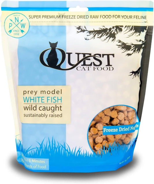 Steve's Real Food Quest Super Premium Freeze Dried Raw Cat Food, White Fish Recipe, 10oz, Prey Model Diet, Wild Caught & Sustainably Raised, Antibiotic Free, Made in The USA