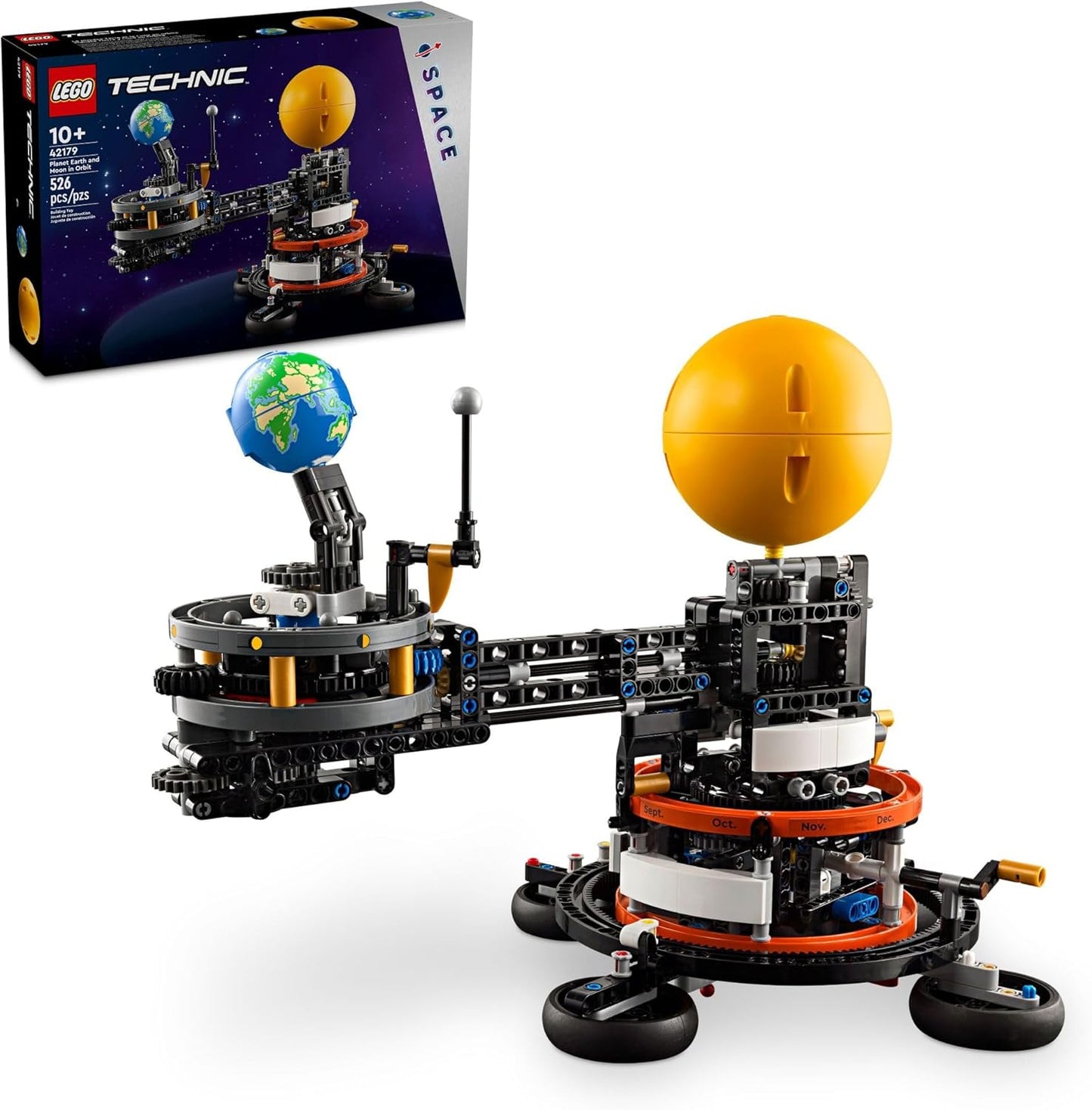 LEGO Technic Planet Earth and Moon in Orbit Building Set, Outer Space Birthday Gift for 10 Year Olds, Solar System Space Toy for Imaginative, Independent Play, Space Room Décor for Boys & Girls, 42179