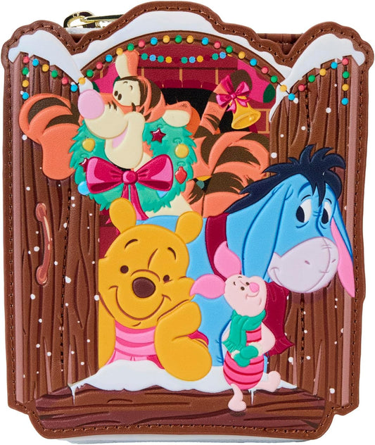 Loungefly Disney Winnie The Pooh Holiday Scene Pooh and Friends Zip Around Wallet