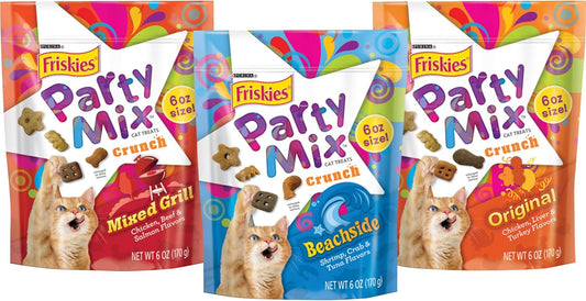 Purina Friskies Cat Treats Variety Pack, Party Mix Crunch Greatest Hits - 3 ct. Boxes