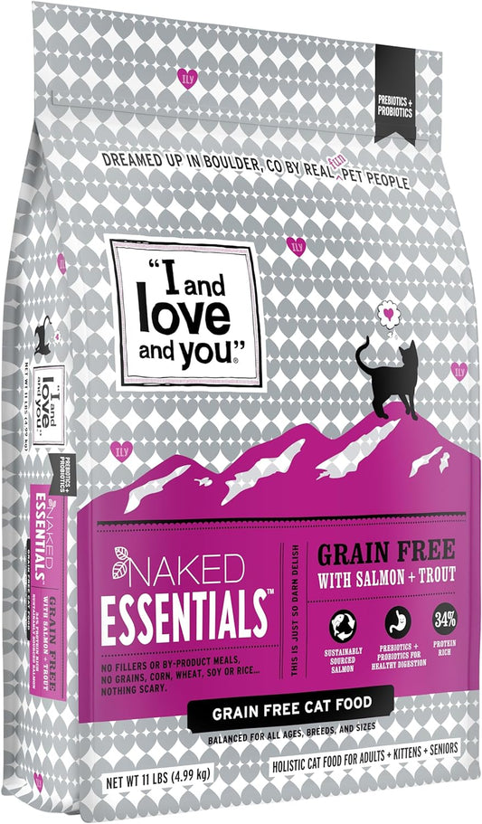 "I and love and you" Naked Essentials Dry Cat Food - Grain Free Kibble, Salmon + Trout, 11-Pound Bag (F14110)