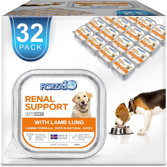 Forza10 Wet Dog Food Kidney RENAL ACTIWET, 3.5oz, Kidney Dog Food Wet, Renal Dog Food Lamb Flavor, Dog Renal Support Canned Dog Food (32 Pack)