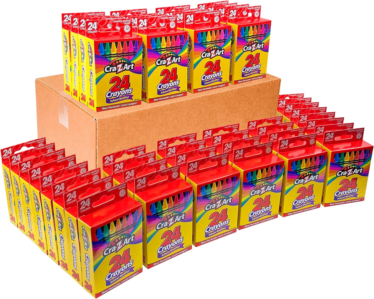 Cra-Z-Art Crayons Bulk Pack School Supplies, 24 Count Crayon Box Pack of 48 Individual Crayon Boxes