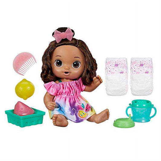 Baby Alive Fruity Sips Doll, Lemon, Pretend Juicer Baby Doll Set, Kids 3 and Up, Brown Hair