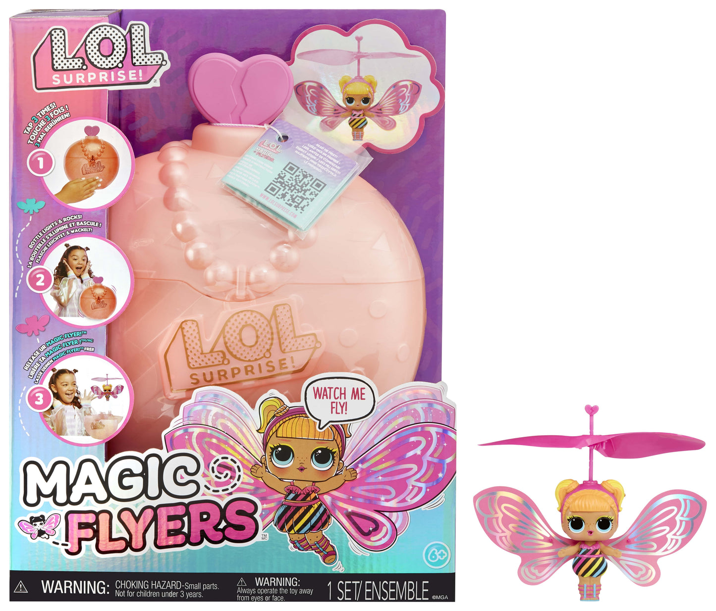 LOL Surprise Magic Flyers: Flutter Star Hand Guided Flying Doll, Collectible, Touch Bottle Unboxing, Gift for Girls Age 6+