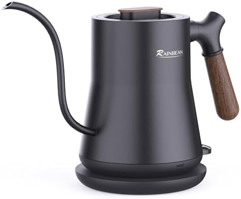 RAINBEAN Gooseneck Electric Kettle, Pour Over Coffee Kettle & Tea Kettle, 100% Stainless Steel Inner With Leak Proof Design, 1000w Rapid Heating, Auto Shutoff Anti-dry Protection, 0.8L, Matte Black